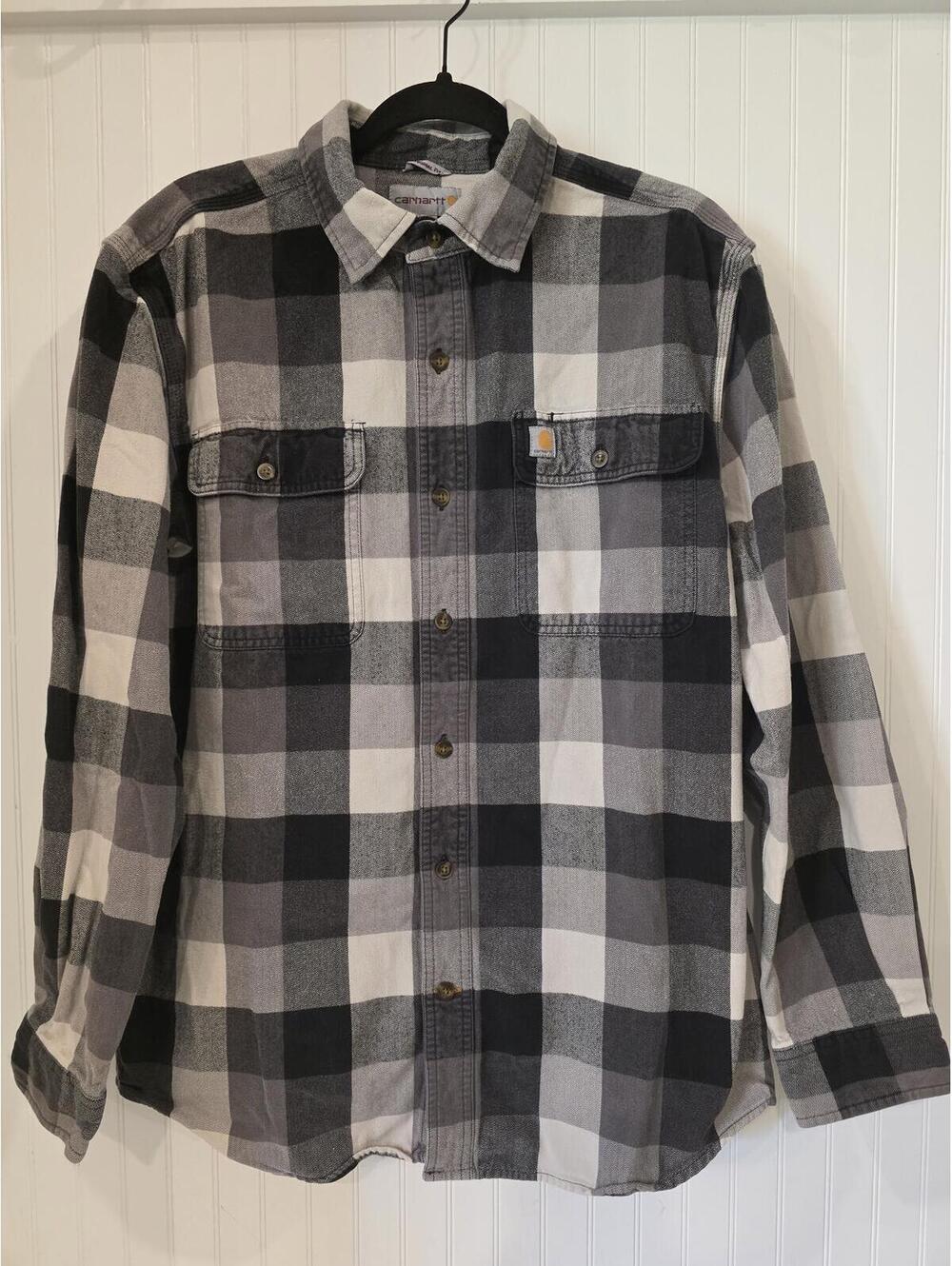 Carhartt Original Fit Long Sleeve Plaid Gray Mens Medium 100% Cotton